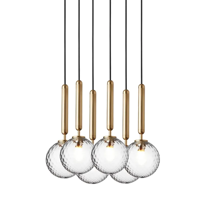 Online Miira 6 pendel, optic/messing Messinglamper|Glas Lamper