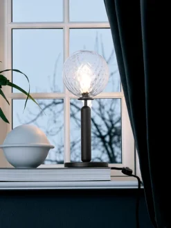 Hot Miira bordlampe, grå/klar Glas Lamper|Bordlamper