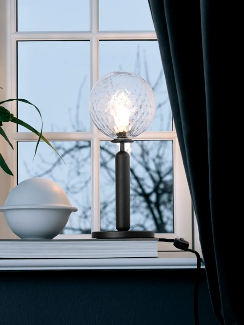 Hot Miira bordlampe, grå/klar Glas Lamper|Bordlamper