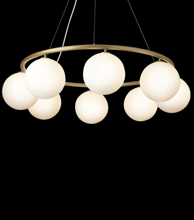 Discount Miira Circular 8, opal/messing Glas Lamper|Moderne Lysekrone
