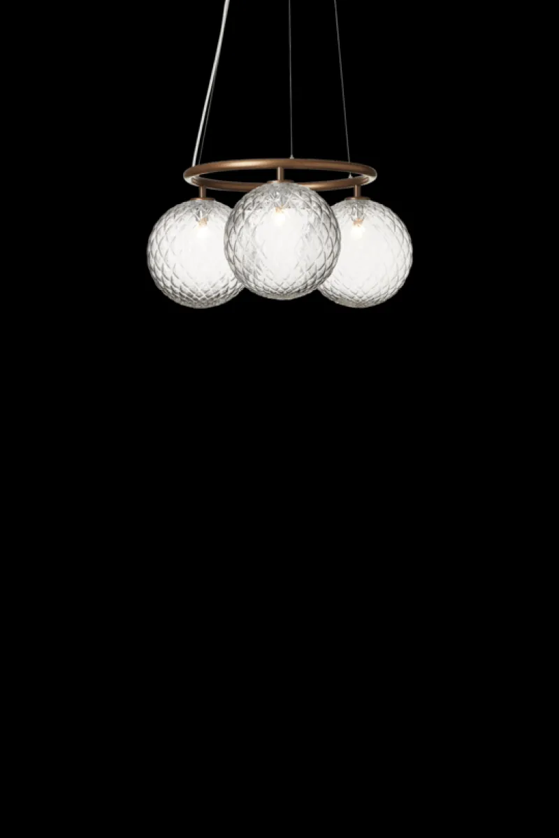 Discount Miira Circular 3, optic/mørk bronze Glas Lamper|Moderne Lysekrone