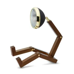 Outlet Mr. Wattson bordlampe, Mat sort/messing Børn Messinglamper|Lamper I Træ