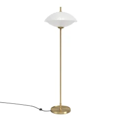 Clearance Musling gulvlampe, opal/messing Messinglamper|Glas Lamper