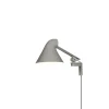 Sale NJP væglampe m/kort arm 3000K, lys alu grå Arkitektlamper|Kontorlamper