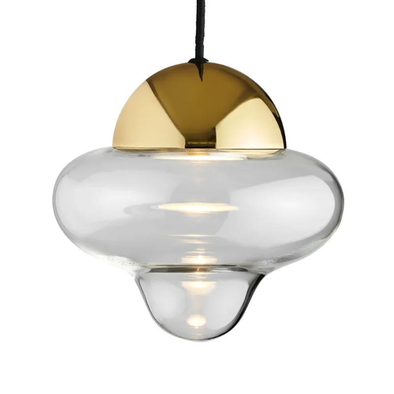 Clearance Nutty pendel, klar/guld Glas Lamper|Spisebordslamper
