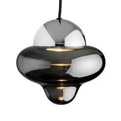 Nutty pendel, smoke/krom Glas Lamper|Spisebordslamper
