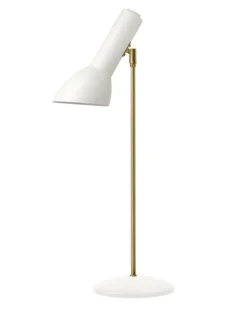 Hot Oblique Bordlampe Messing, Hvid mat Hvide Lamper|Læselamper