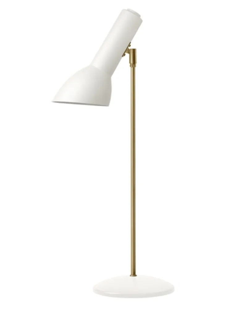 Hot Oblique Bordlampe Messing, Hvid mat Hvide Lamper|Læselamper
