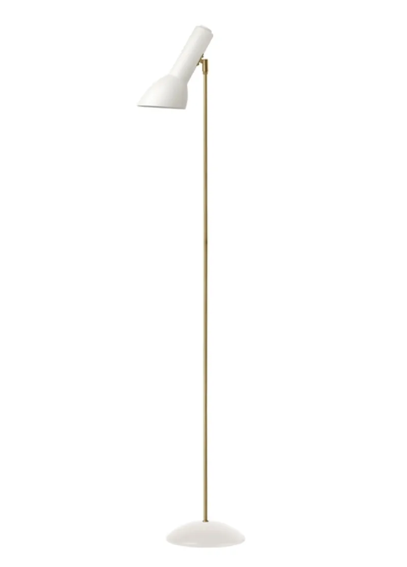 Online Oblique Gulvlampe Messing, hvid mat Hvide Lamper|Standerlamper