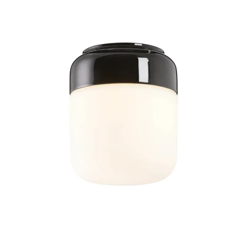 Clearance Ohm 140/170 loftlampe / væglampe, sort/mat opal Sorte Væglamper|Glas Lamper