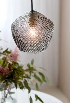 Orbiform pendel E27, røgfarvet Glas Lamper|Spisebordslamper