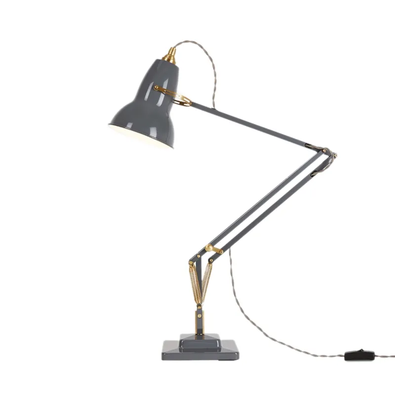 Original 1227 bordlampe, messing/grå Messinglamper|Skrivebordslamper