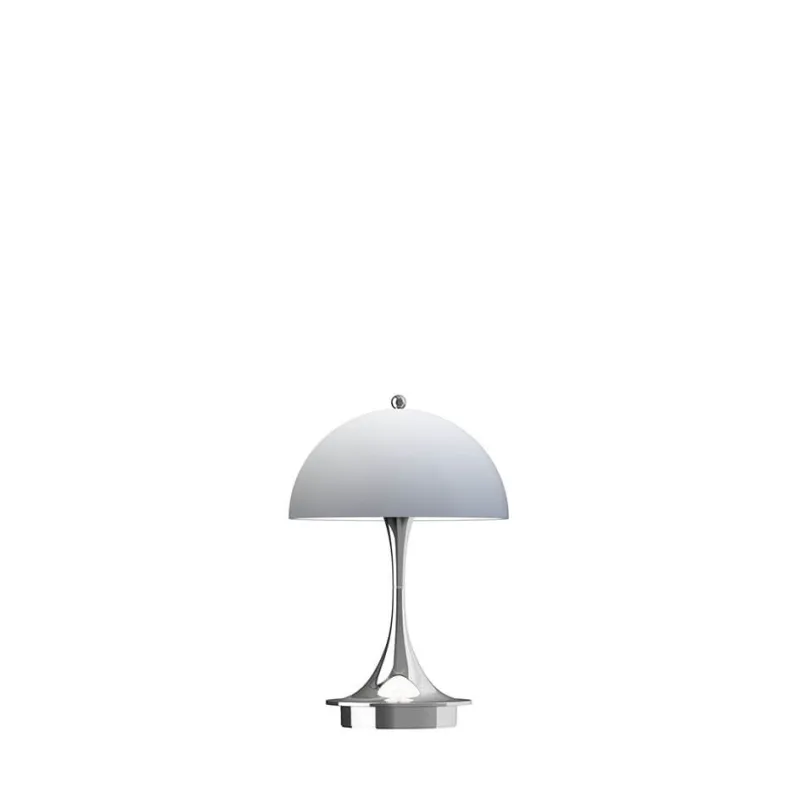 Panthella 160 Portable V3 bord- / batterilampe, krom/blågrå opal Transportable Lamper|Lamper Til Sofabord