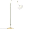 Online Petalii gulvlampe, poleret messing/hvid Messinglamper|Hvide Lamper