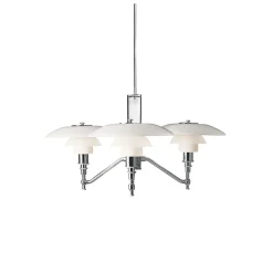PH 3/2 Akademi lysekrone, krom Glas Lamper|Spisebordslamper