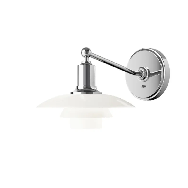 Outlet PH 2/1 væglampe m/afbryder, hvid opal Hvide Lamper|Glas Lamper