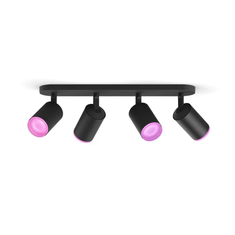 Outlet Hue Fugato White and Color Ambiance 4 spots, sort Spotlampe|Lamper Til Værksted