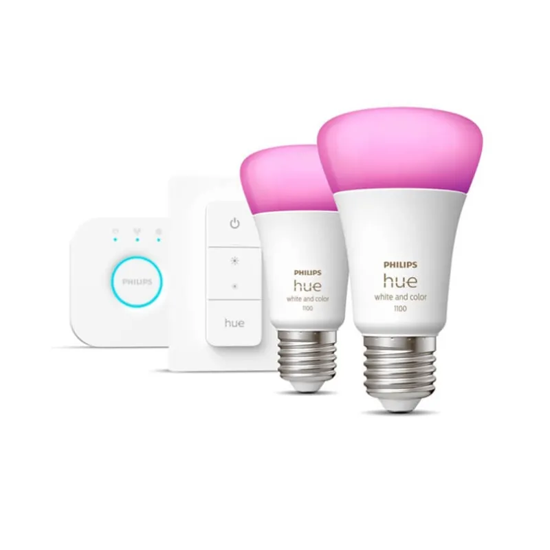 Clearance Hue White and Color Ambiance Startsæt 9W LED E27 (2-sæt) Philips Hue Pærer|Pærer