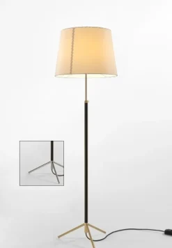 Clearance Pie de salón Gulvlampe G1 beige pergament/krom Standerlamper