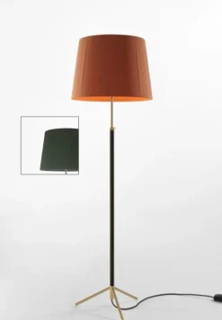 Outlet Pie de salón Gulvlampe G1 grøn/messing Standerlamper