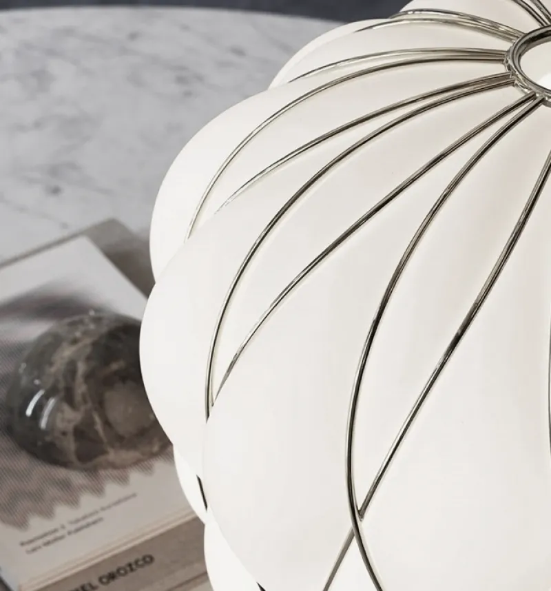 Sale Pinecone Bordlampe, Stor - Ø50, hvid/chrome Glas Lamper|Bordlamper