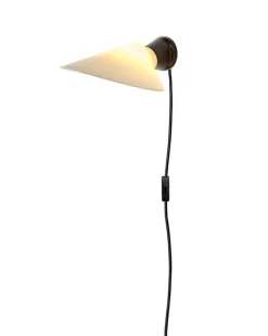 Discount Plume væglampe m. ledning, sort/polycarbonat Hvide Lamper|Soveværelseslamper