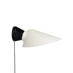 Outlet Plume væglampe m. ledning, sort/porcelæn Hvide Lamper|Soveværelseslamper