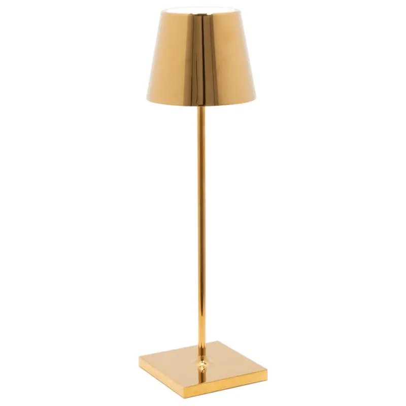 Poldina batterilampe / bordlampe, blank guld Transportable Lamper|Skrivebordslamper