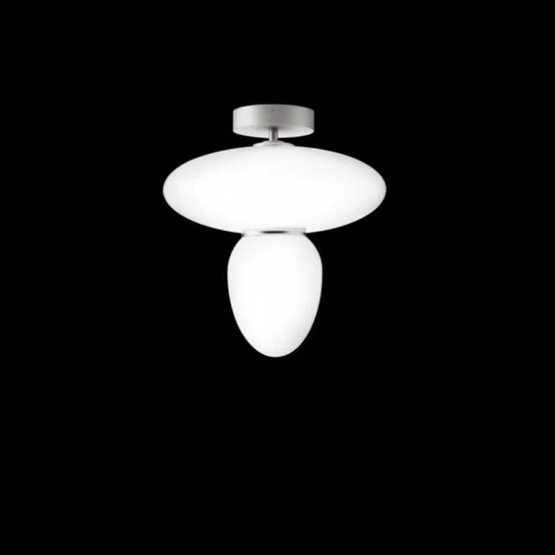 Rizzatto 42 loftlampe, satin sølv/opal Glas Lamper|Loftlamper