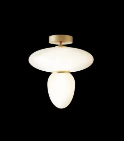 Discount Rizzatto 42 loftlampe, satin brass/opal Glas Lamper|Stue Lamper