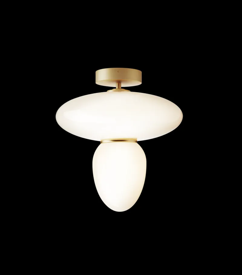 Discount Rizzatto 42 loftlampe, satin brass/opal Glas Lamper|Stue Lamper
