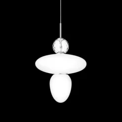 Outlet Rizzatto 43 pendel, satin sølv/opal Hvide Lamper|Glas Lamper