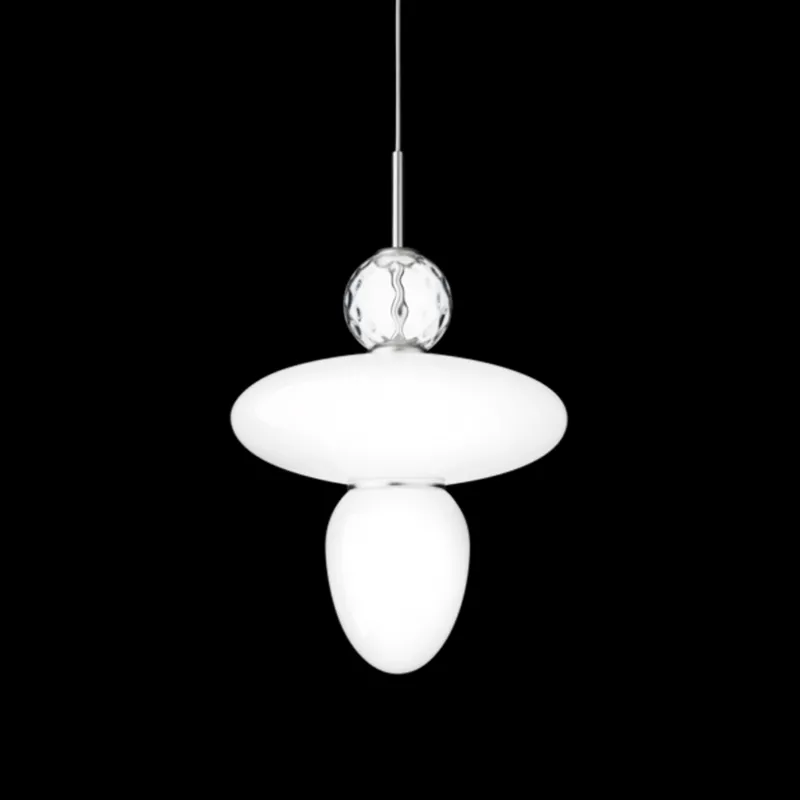 Outlet Rizzatto 43 pendel, satin sølv/opal Hvide Lamper|Glas Lamper