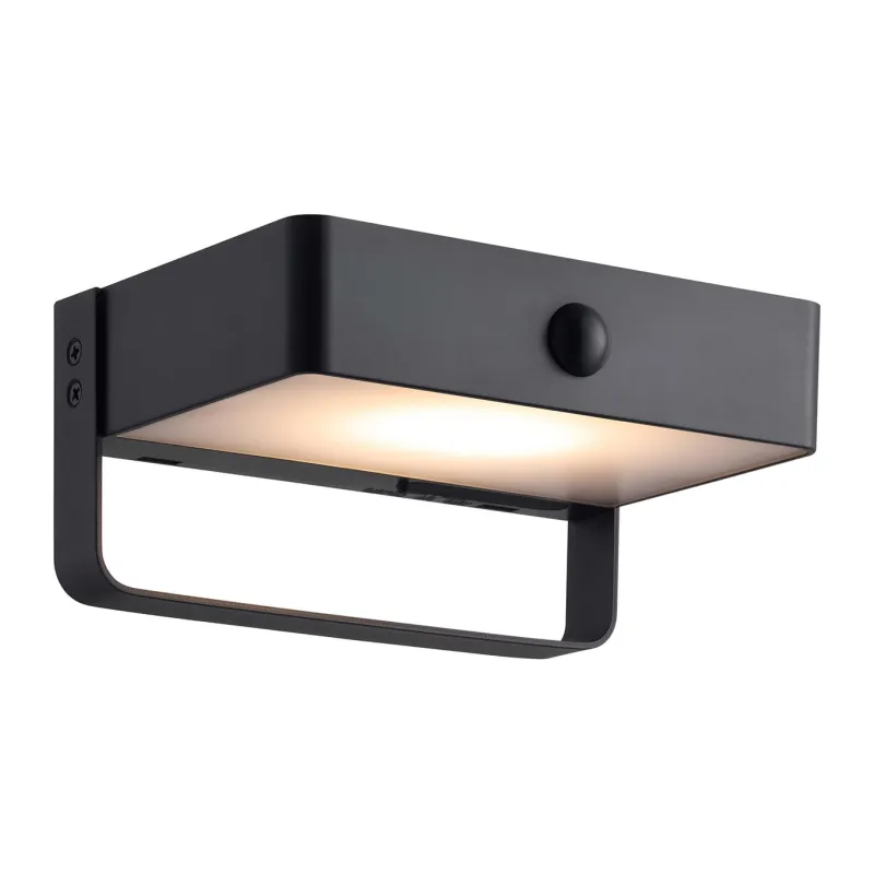Discount Saulio Solar væglampe m/solcelle, sort Sorte Væglamper|Udendørslamper Med Sensor