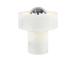 Discount Stone Portable bordlampe / batterilampe, hvid/sølv Marmor Lamper|Hvide Lamper