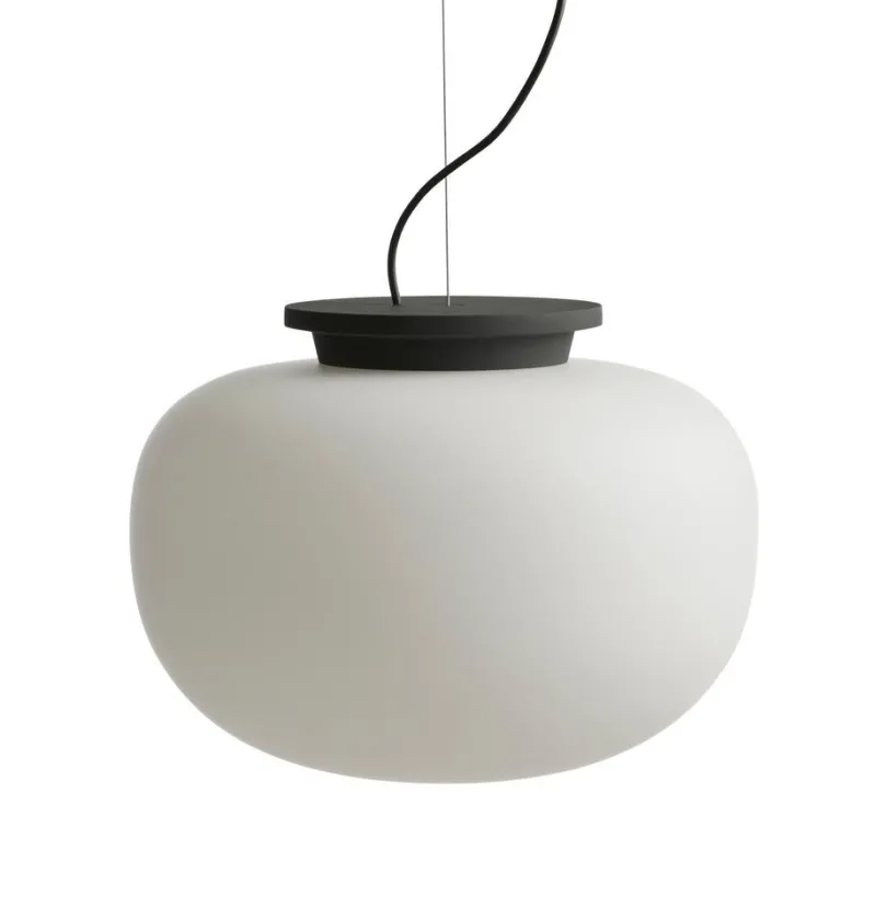 Outlet Supernate pendel Ø38, opal/sort Hvide Lamper|Glas Lamper