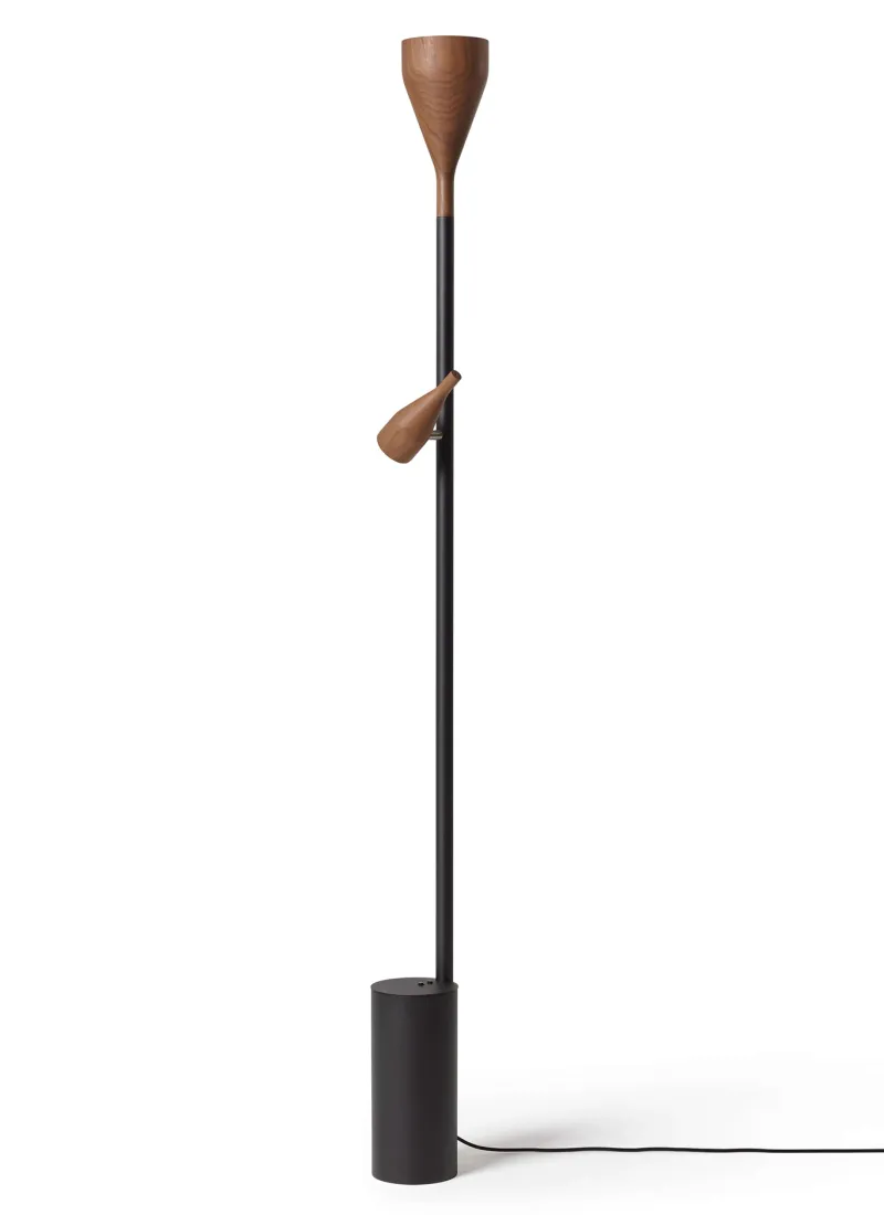 Outlet Timber Floor gulvlampe base og stang, sort Lamper I Træ|Standerlamper