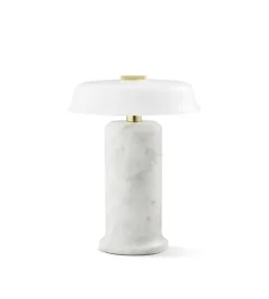 New TRIP no. 2 portable batterilampe / bordlampe, carrara/opal Messinglamper|Marmor Lamper