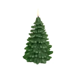 New Uyuni LED stearinlys juletræ, olive green, smooth, 10x15 Led Stearinlys