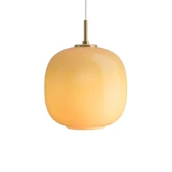 VL45 Radiohus Ø25 pendel, messing/amber Messinglamper|Glas Lamper