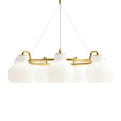 Sale VL Ringkrone 7 pendel, messing/blank opal Messinglamper|Hvide Lamper