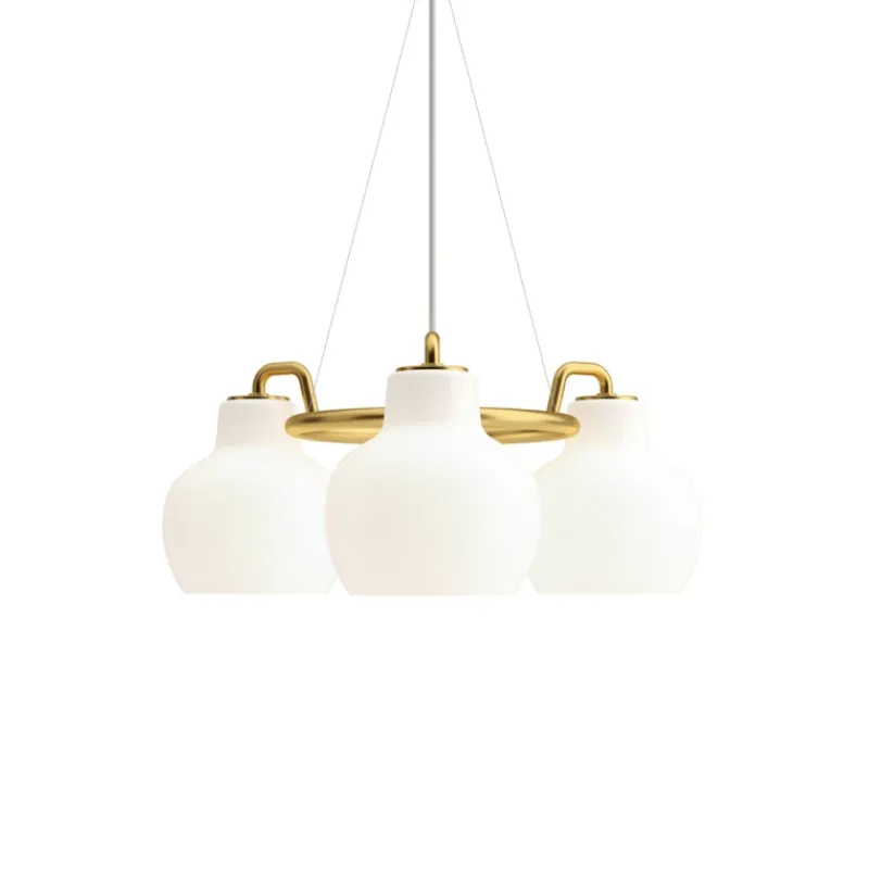 Online VL Ringkrone 3 pendel, messing/blank opal Messinglamper|Hvide Lamper